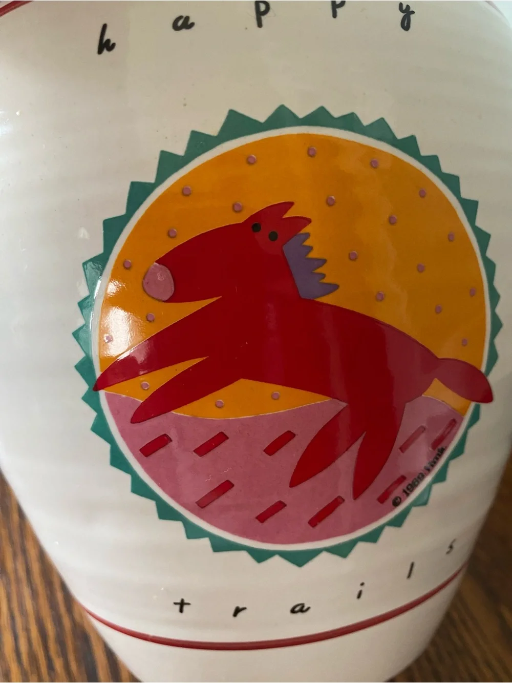 Pottery Craft USA Vintage 1989 Vase “Happy Trails” Colorful Horse Southwestern - Picture 5 of 11